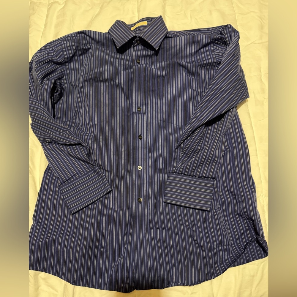 Michael Kors Navy Pinstripe Dress Shirt